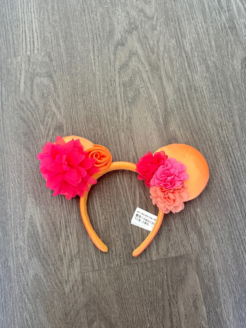 Disney Pink Orange Floral Minnie Ears Authentic